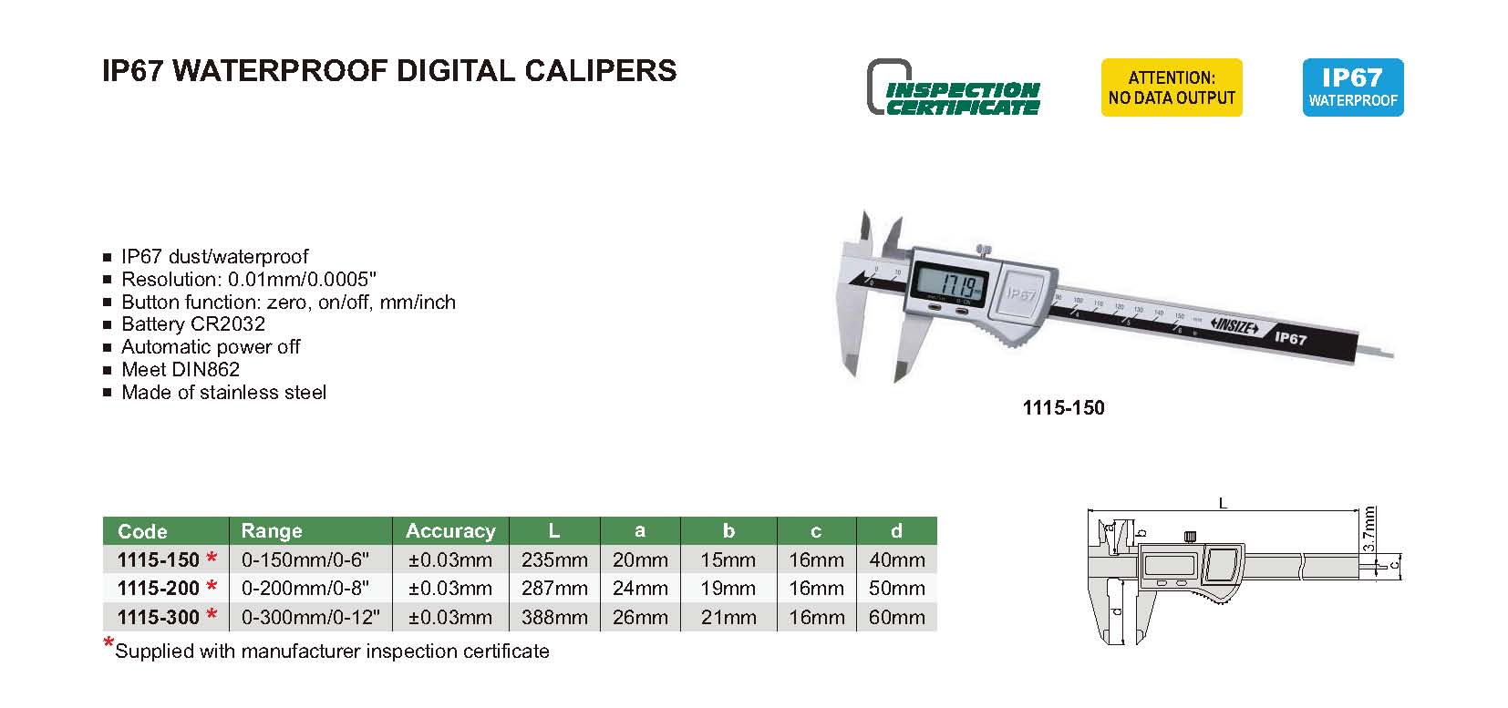 Ip Waterproof Digital Calipers Insize Co Ltd